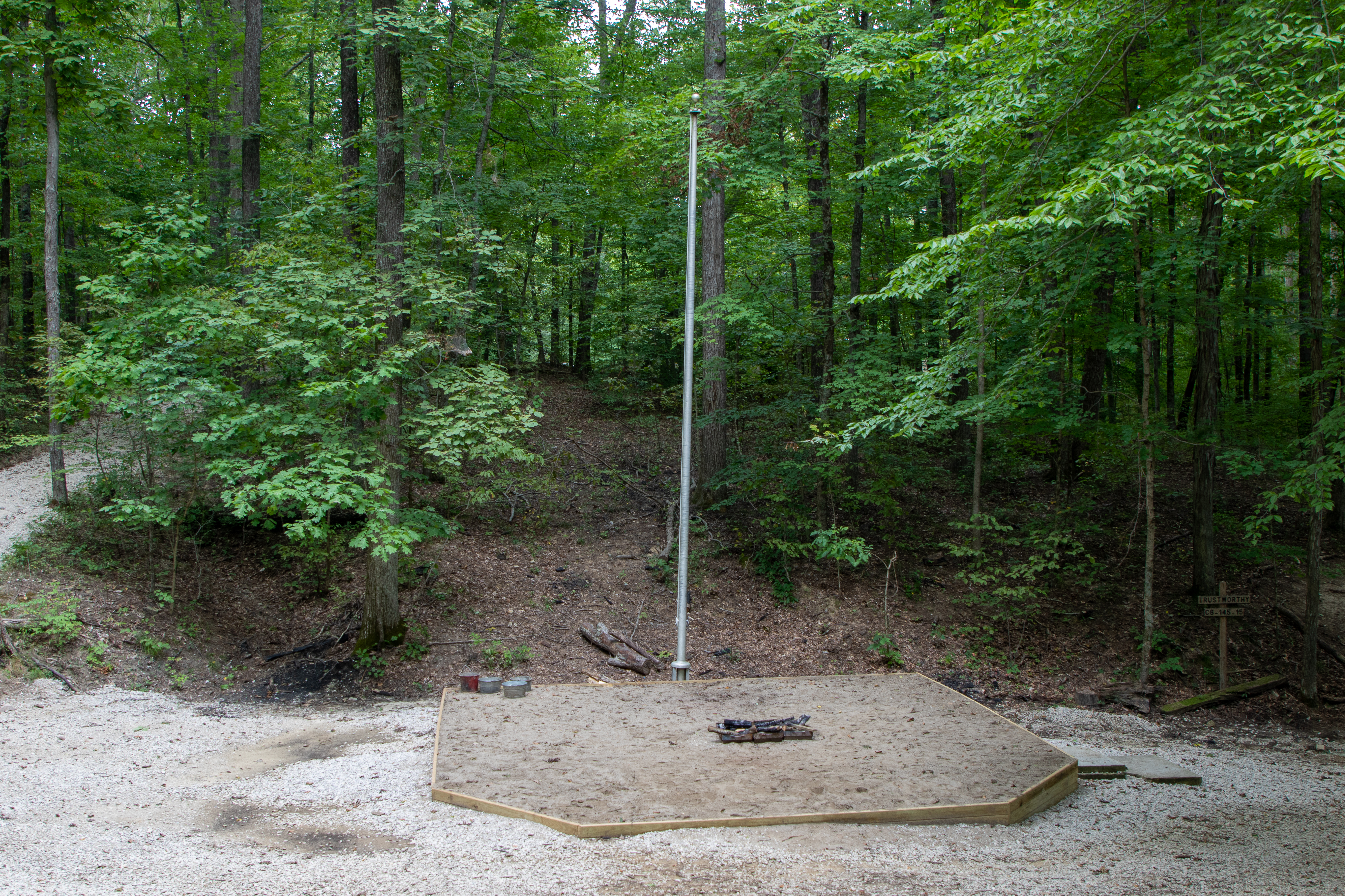 Fire ring and flag pole at MSR